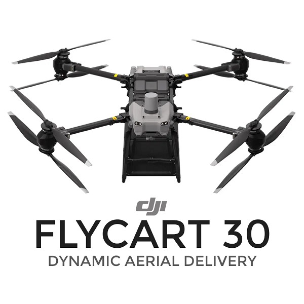 DJI FlyCart 30 Package Delivery Drone - DJI FlyCart 30 Package Delivery Drone shown from the front view. 